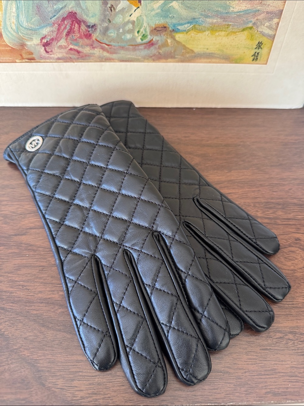 Michael Kors Black Quilted Leather Gloves – Like New / Size Large
